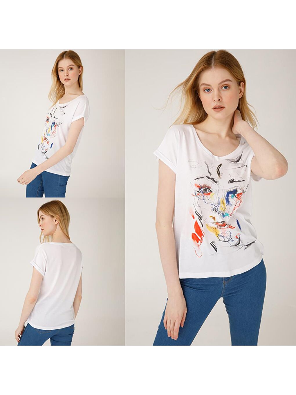 Beyaz Red Face T-Shirt-5