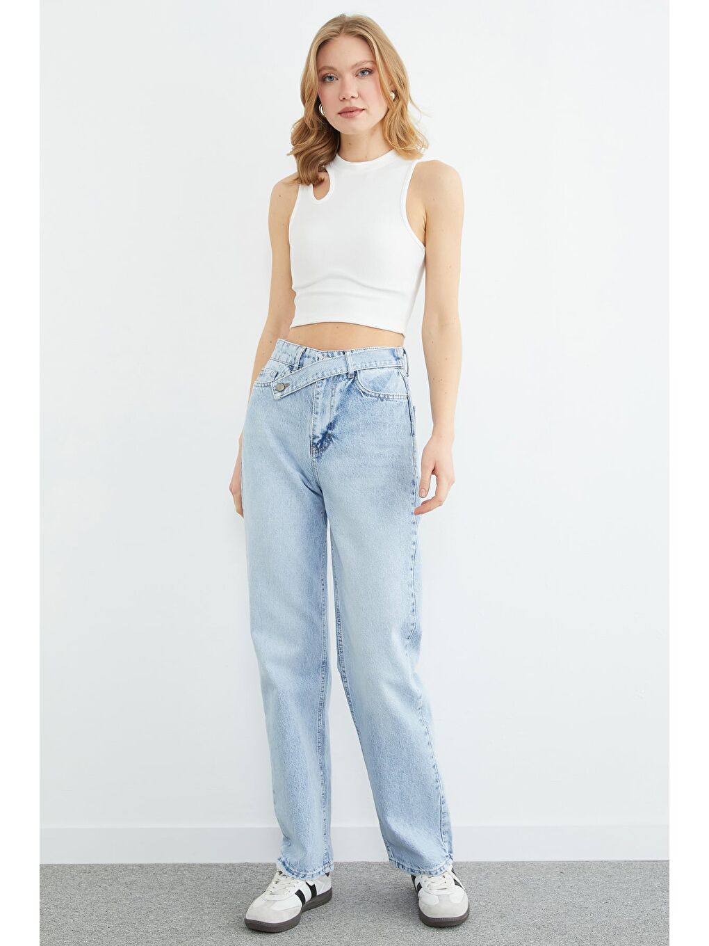 Mavi Beli Kemerli Palazzo Jean-2