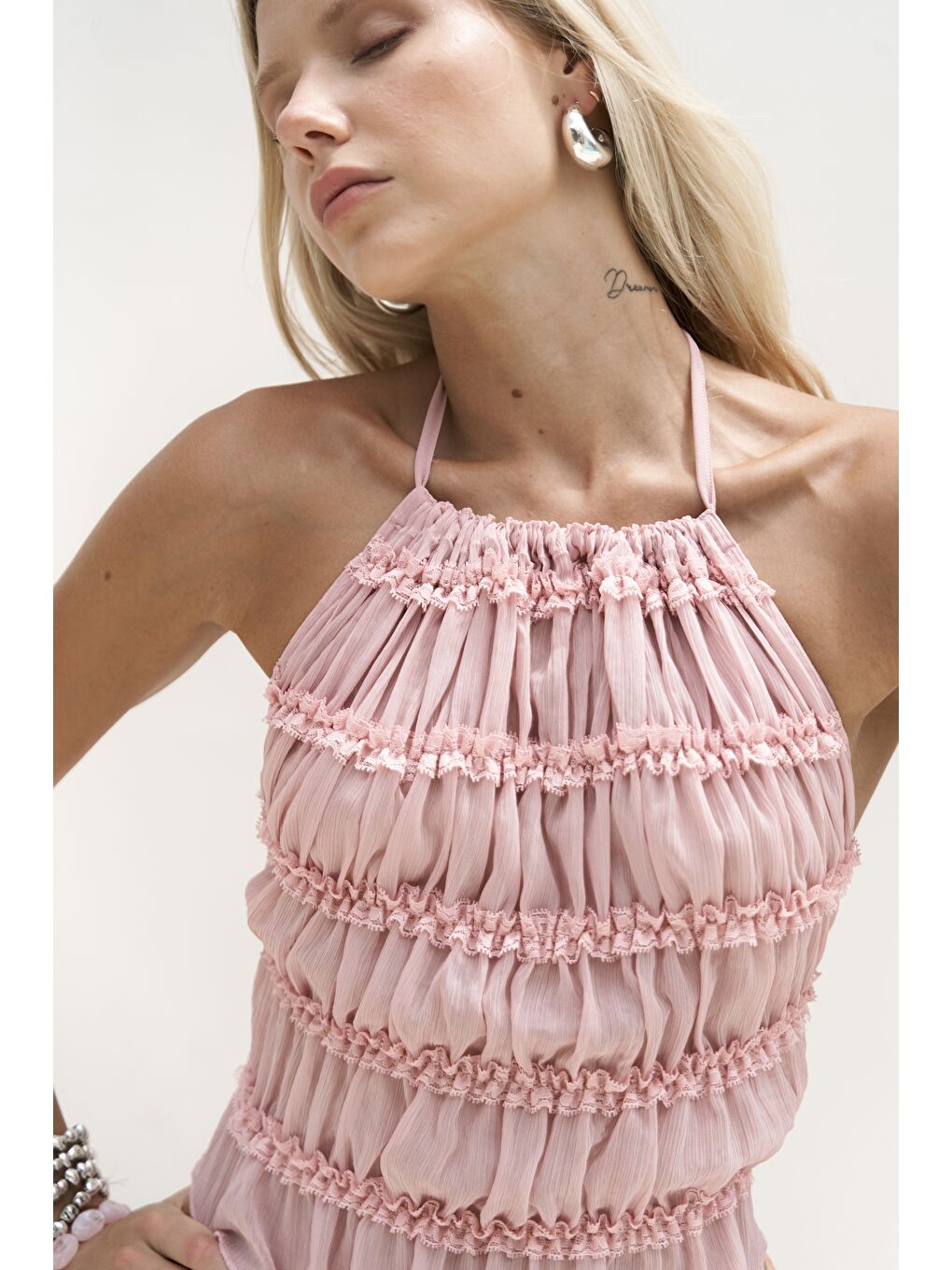 Sofi Transparan Pembe Crop Etek Takım-7