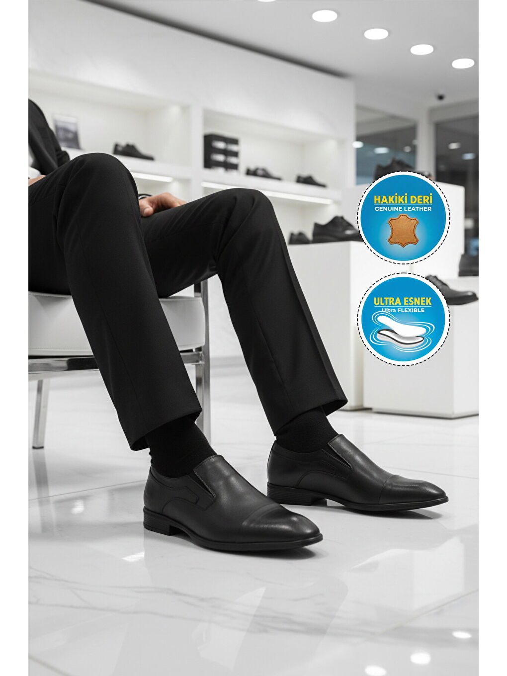 Premium Siyah Hakiki Deri Erkek Klasik Ayakkabı 696 M-2