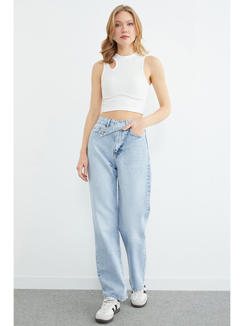 Mavi Beli Kemerli Palazzo Jean-3