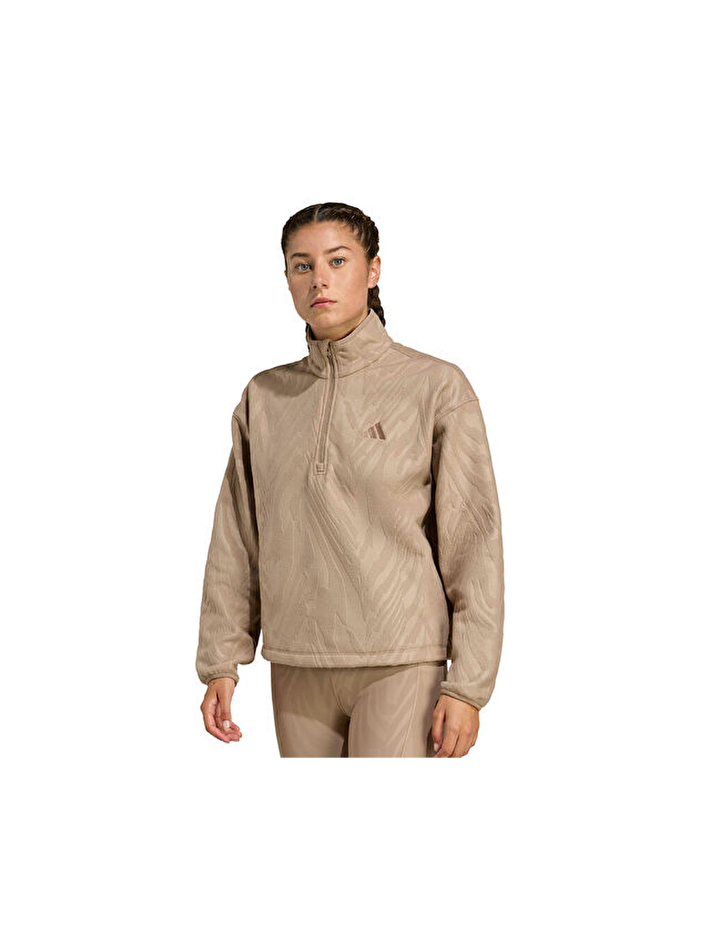 Ekru Aop Polarfleece Kadın Günlük Ceket Jx3122 Krem