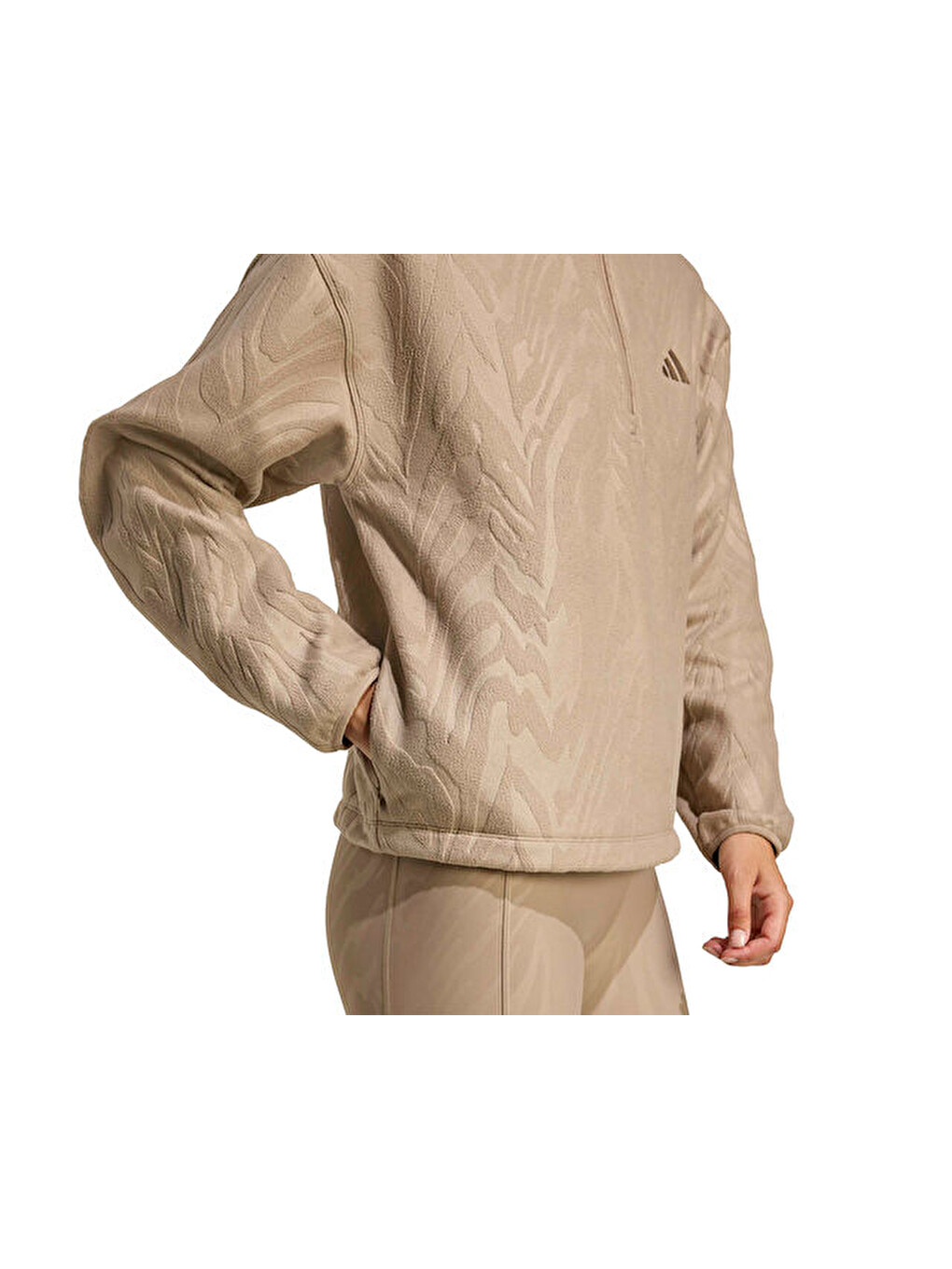 Ekru Aop Polarfleece Kadın Günlük Ceket Jx3122 Krem-2