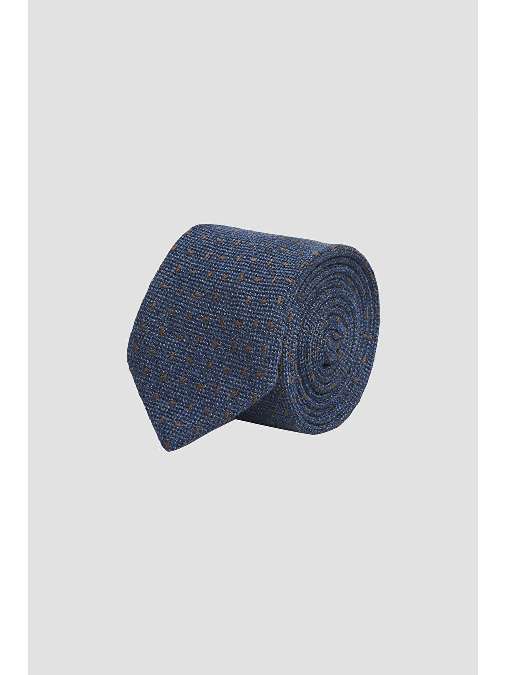 Erkek Lacivert-Kahverengi Yünlü Klasik Kravat