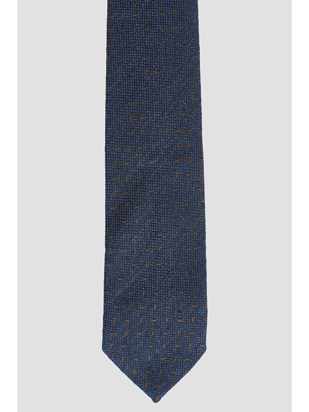 Erkek Lacivert-Kahverengi Yünlü Klasik Kravat-1