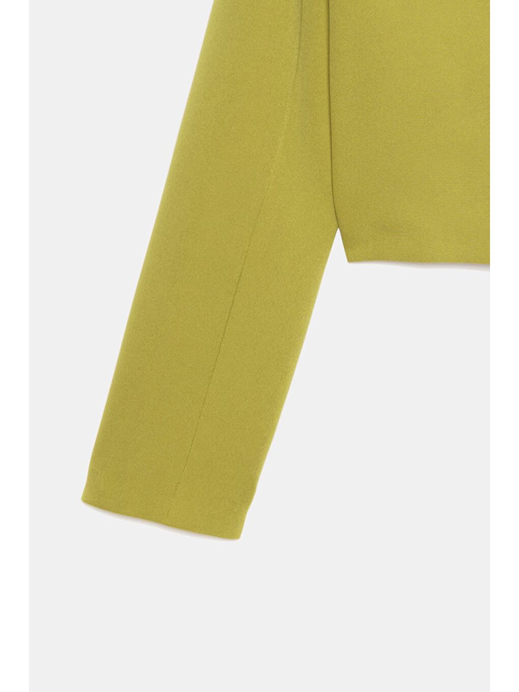 Yağ Yeşili Kadın Regular Fit Kruvaze Kapama Dokuma Crop Blazer Ceket -Şık & Spor-3