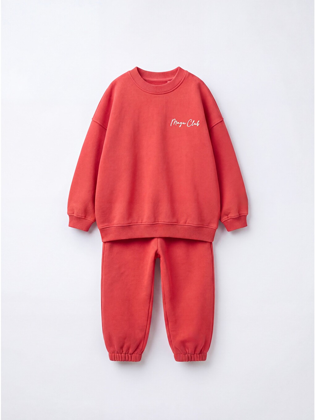 Çocuk Kırmızı Basic Sweatshirt Ve Eşofman Altı Takımı