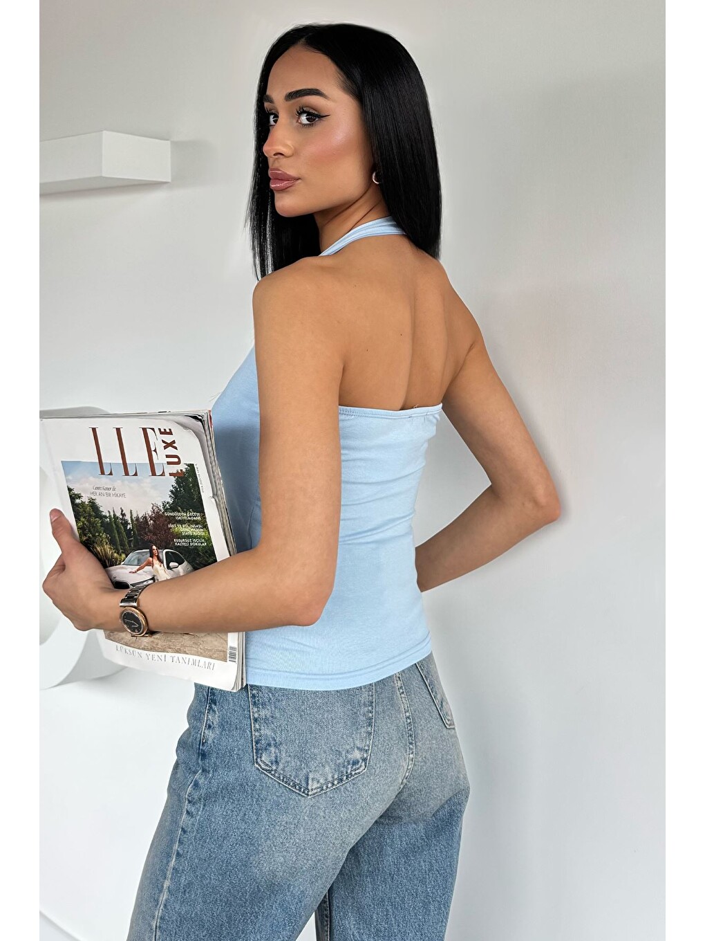 Mavi Kadın Halter Yaka Bluz-3