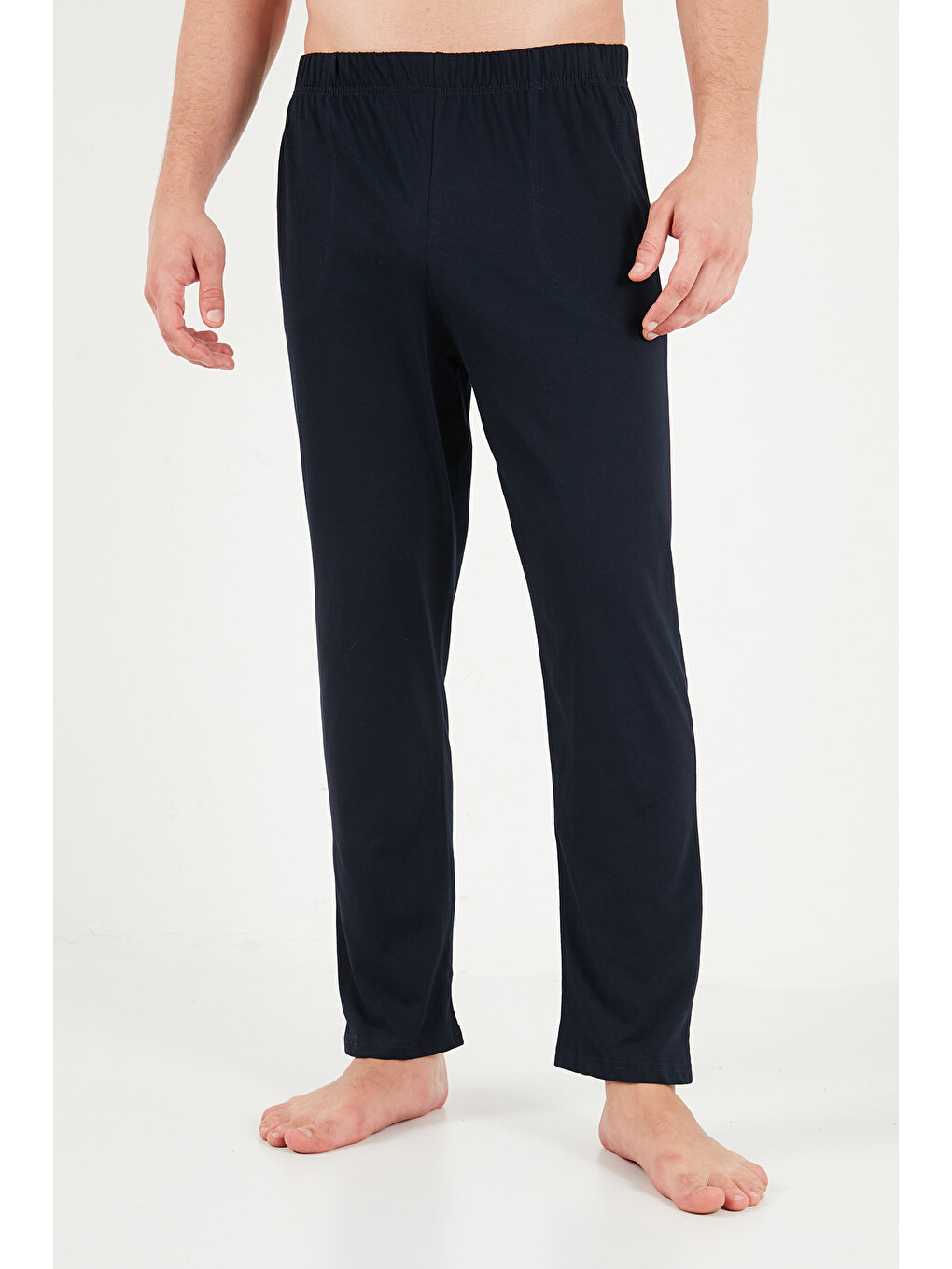 Lacivert Minimal Baskılı Pamuklu Uzun Kollu Pijama Takımı 6575005-5