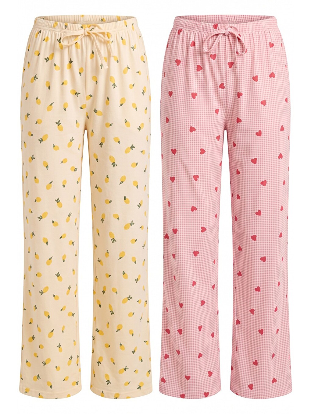 Pembe 2'li Fiyonk Desenli Yumuşak Tuşe Kışlık Örme Tek Alt Pijama Altı 8074-1