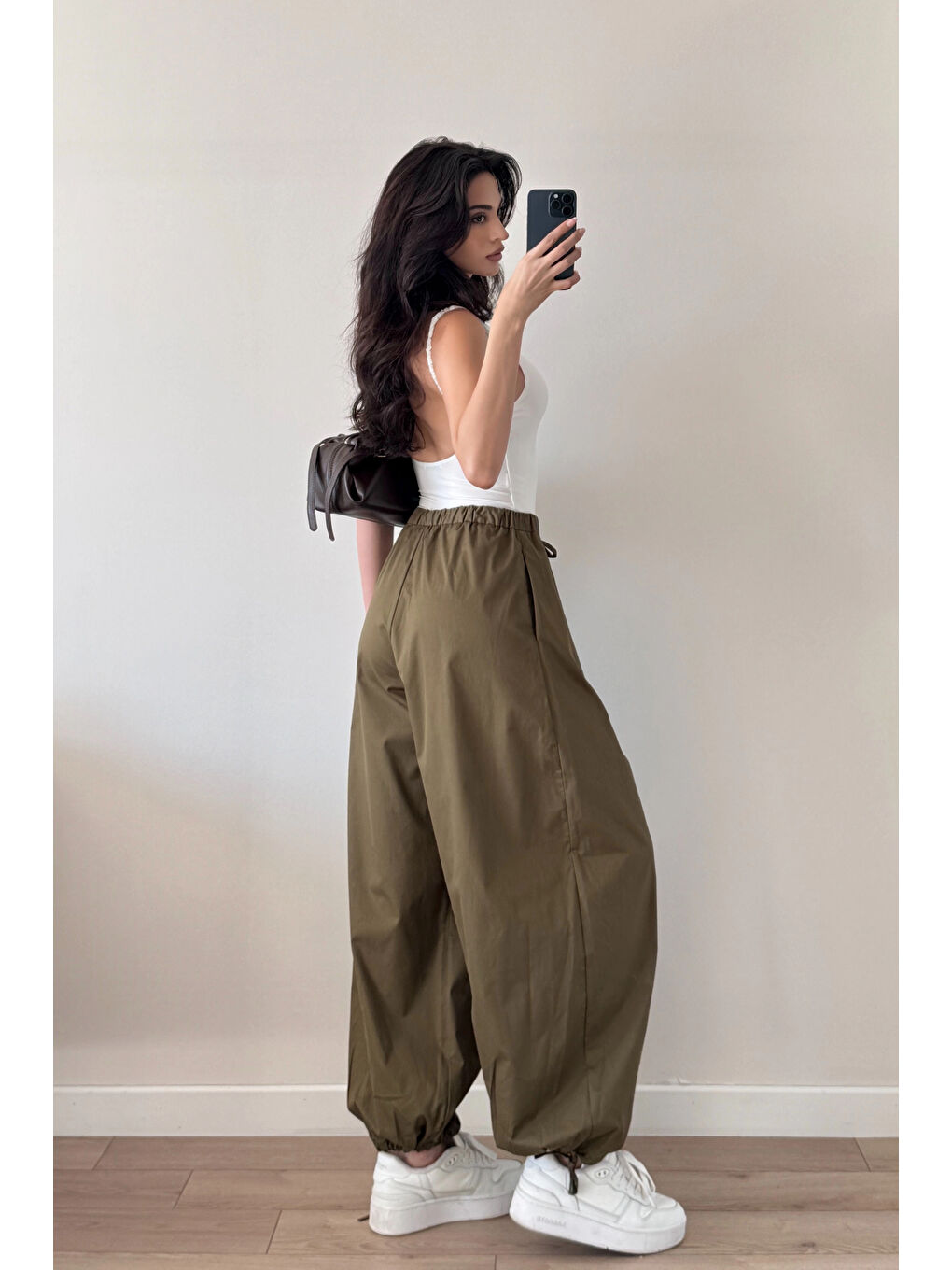 Kadın Haki Paraşüt Pantolon 1017-1592-2