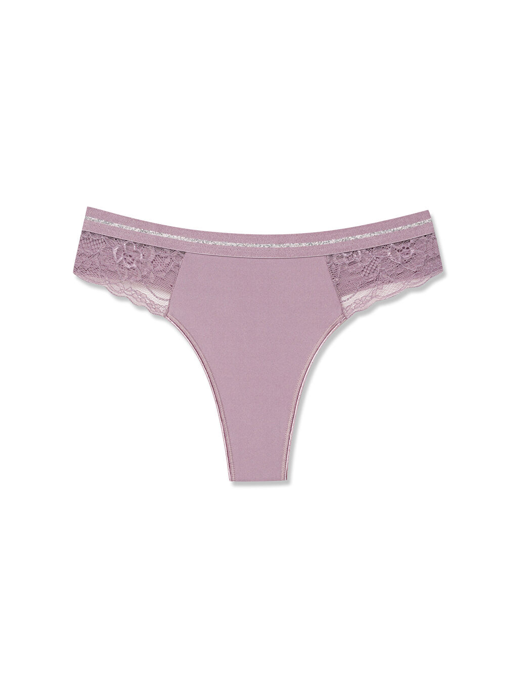 Karışık İnterlok Beli Simli Lastik Dantel Detaylı Tanga Kadın Külot 8'li Paket-1