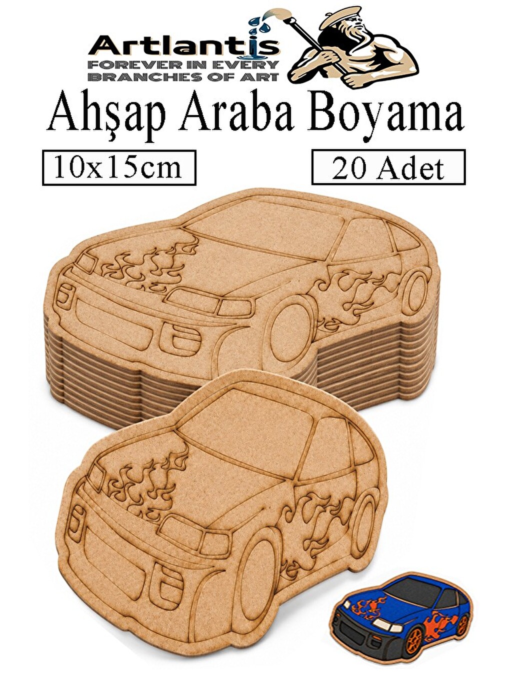 Ahşap Boyama Araçlar 20 Adet 10x15cm Taşıtlar Boyama Figürü Etkinlik Çoçuk Gelişim Motor Beceri