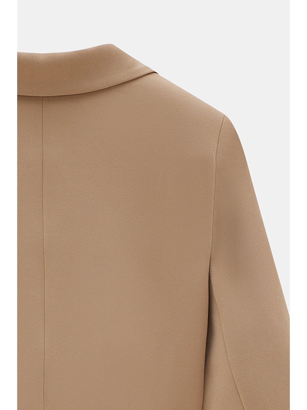 Bej Vizon Kadın Regular Fit Kruvaze Kapama Dokuma Crop Blazer Ceket -Şık & Spor-3