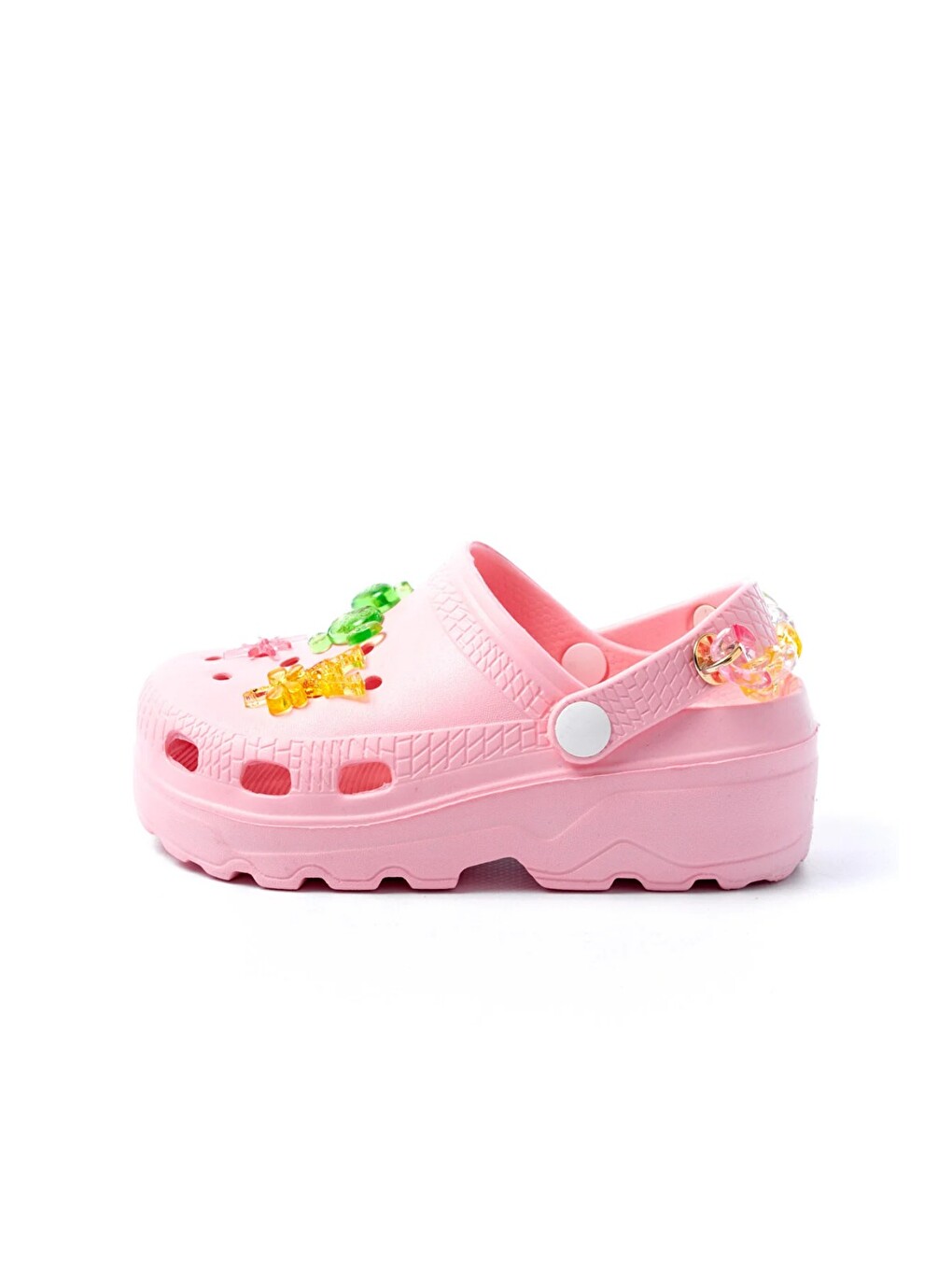Pembe Jelibonlu Boncuklu Kız Çocuk Sandalet-terlik