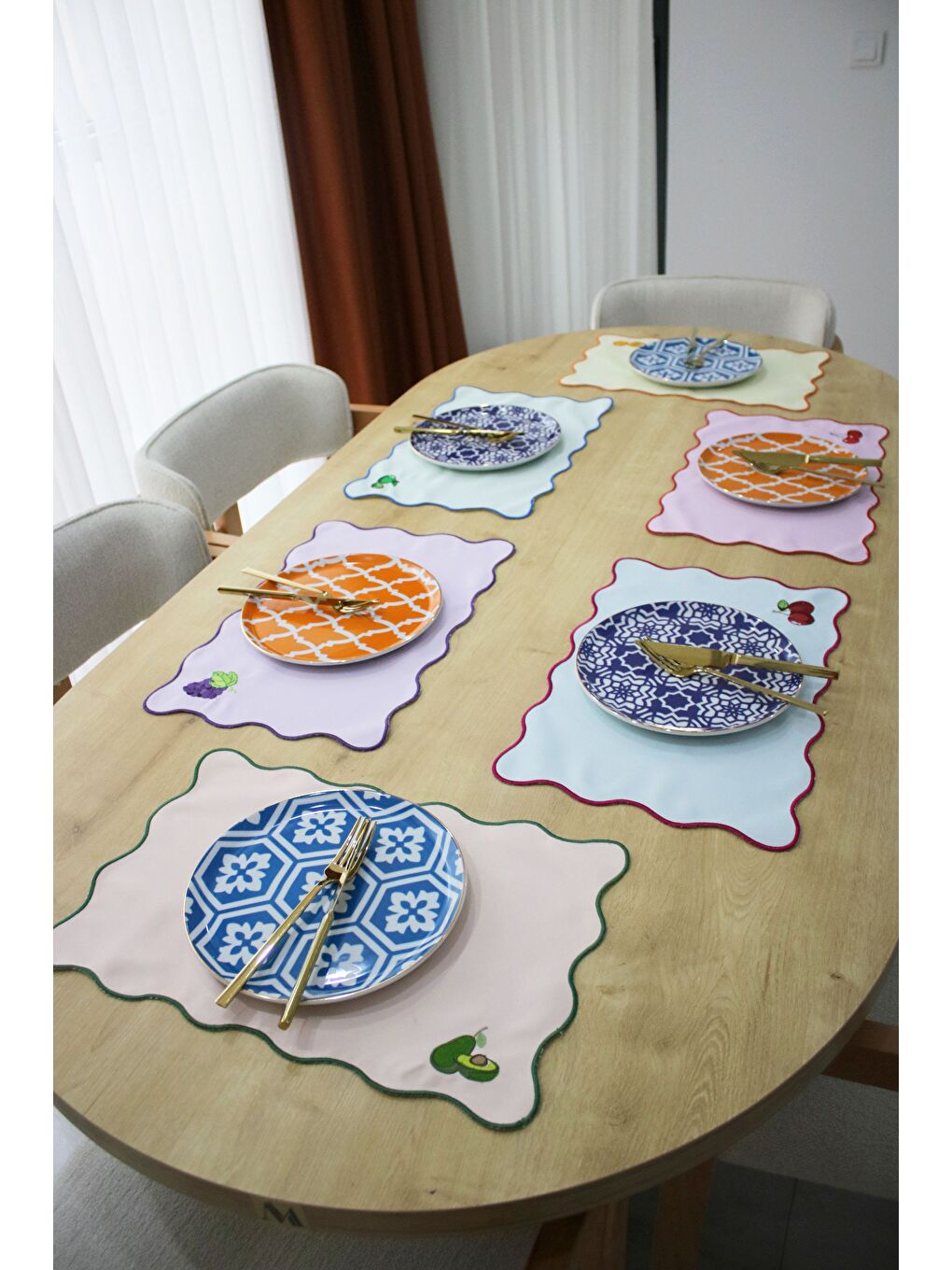 Juvi Avakado Nakış Detaylı Amerikan Servis 30x45 cm - Yeşil Tasarım-2