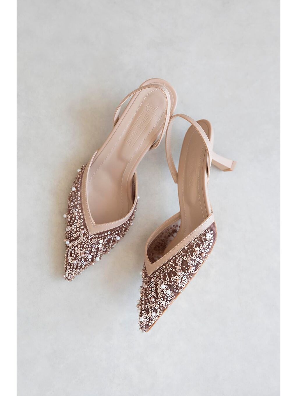 Pembe Harmony Kadın Pul Detay Topuklu Ayakkabı Roze