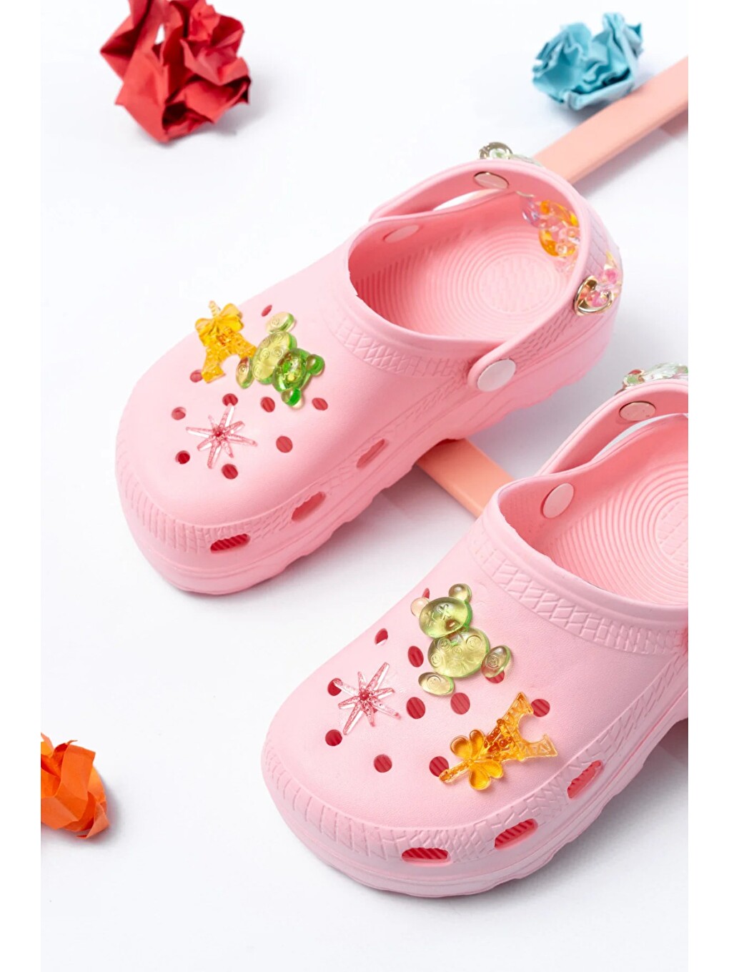 Pembe Jelibonlu Boncuklu Kız Çocuk Sandalet-terlik-2
