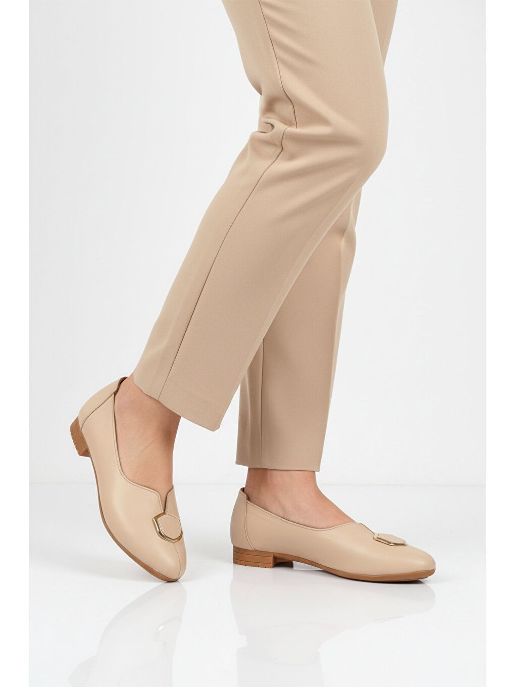 Bej Hakiki Deri Kadın Casual Ayakkabı 618 Z