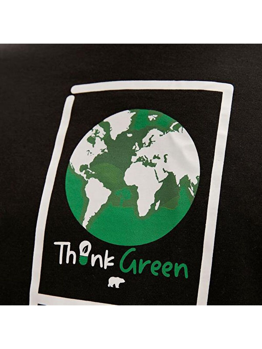 Re Think Green Baskılı Erkek Siyah Yuvarlak Yaka Tişört-2