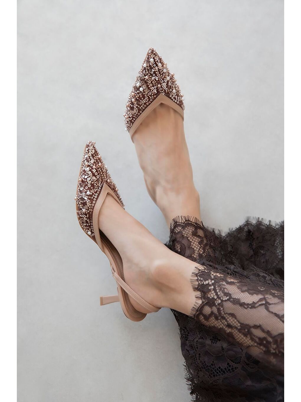 Pembe Harmony Kadın Pul Detay Topuklu Ayakkabı Roze-2