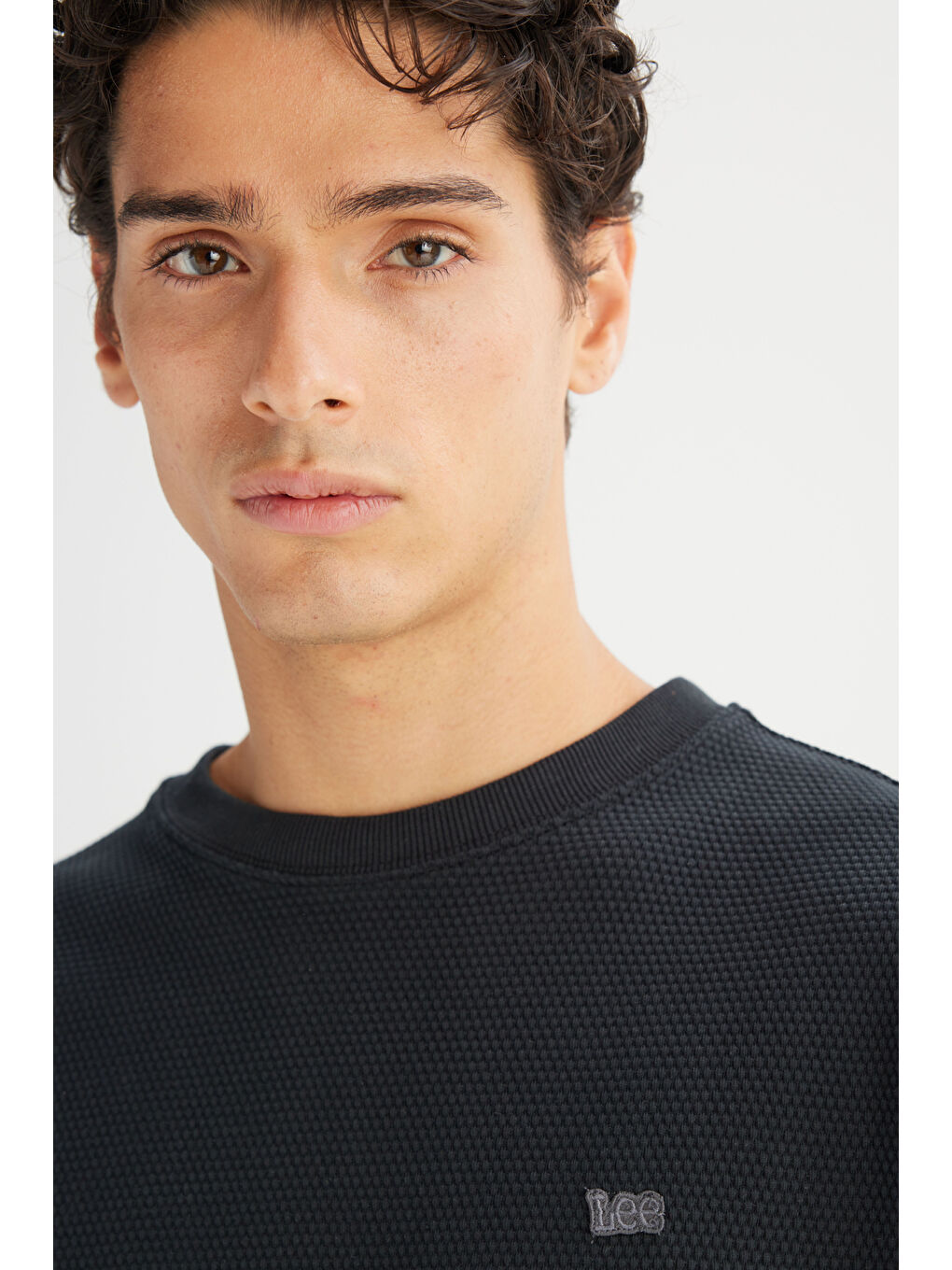 Siyah %100 Pamuk Regular Fit Normal Kesim Bisiklet Yaka Logo Detaylı Sweatshirt-3