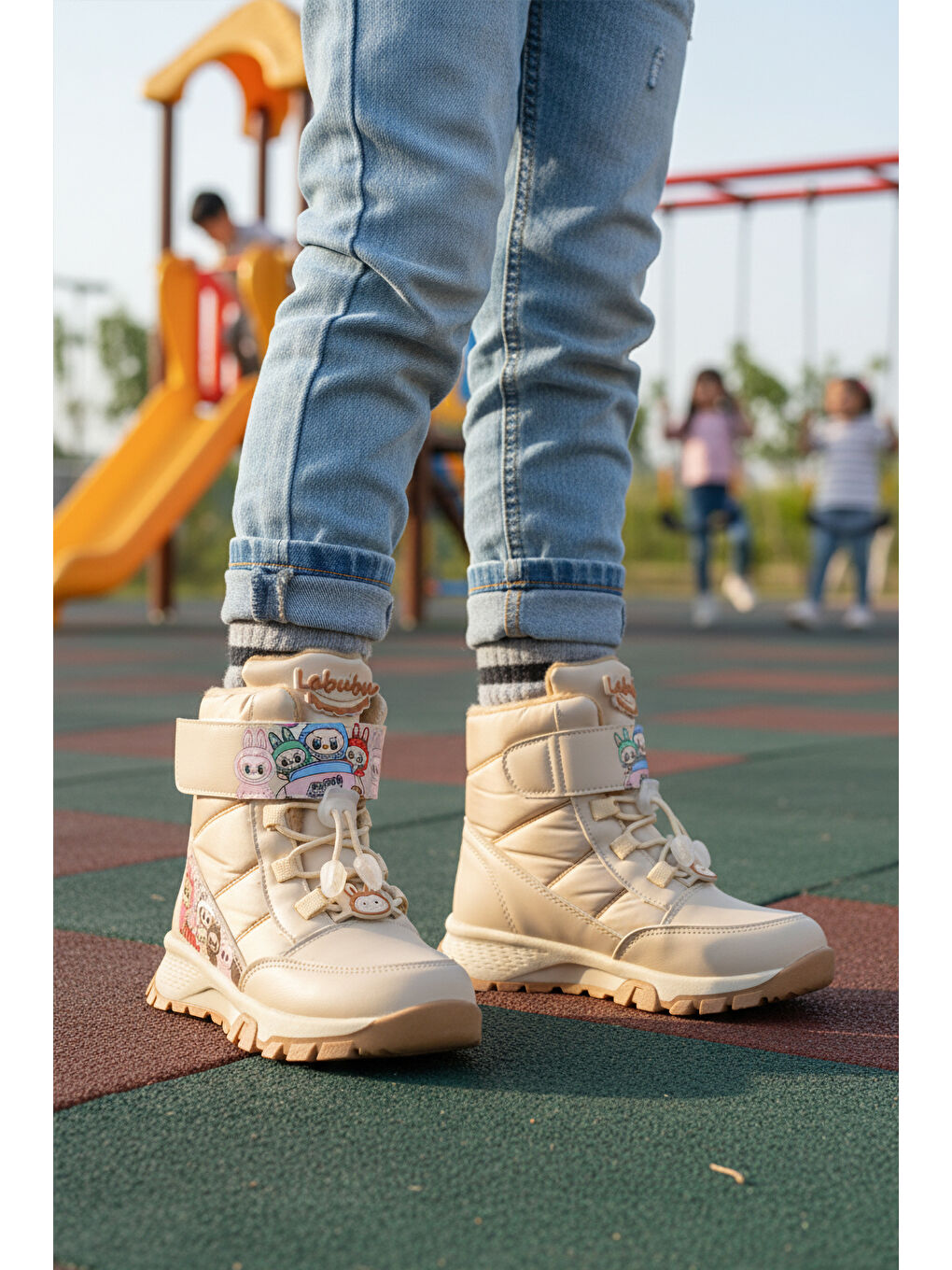 Bej İçi Kürklü Soğağa Dirençli Kaymaz Kız Çocuk Bot 999 F-2