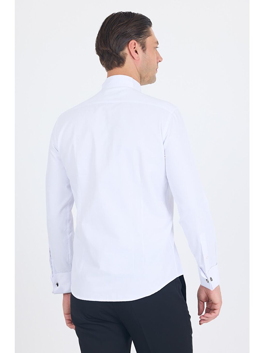 Beyaz Ata Yaka Kendinden Desenli Ceremony Pamuklu Slim Fit Gömlek 1004250215-4