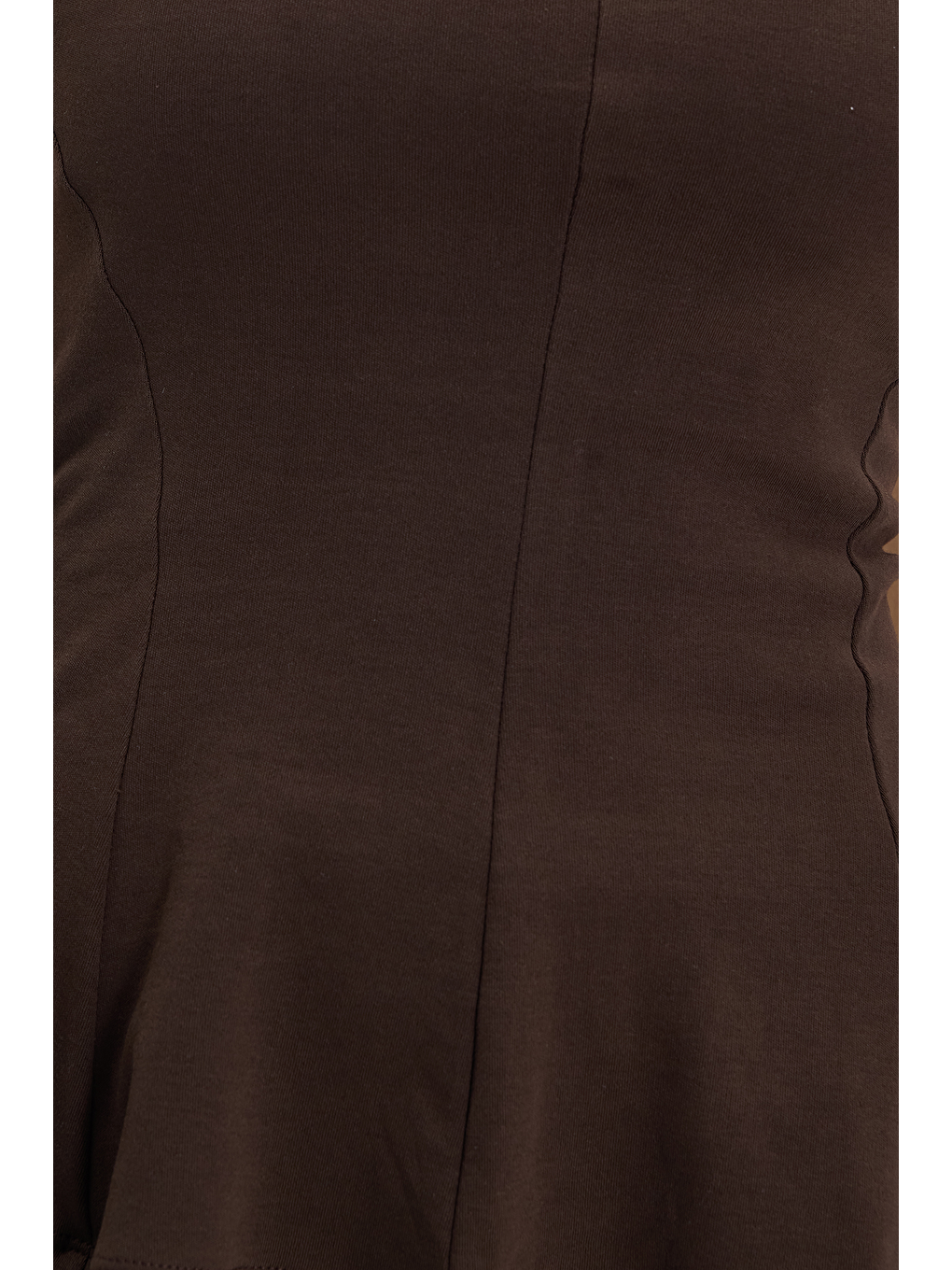 Kadın Slim Fit Dar Kesim  %100 Pamuk Boyundan Bağlamalı Sıfır Kol Kahverengi Bluz-4