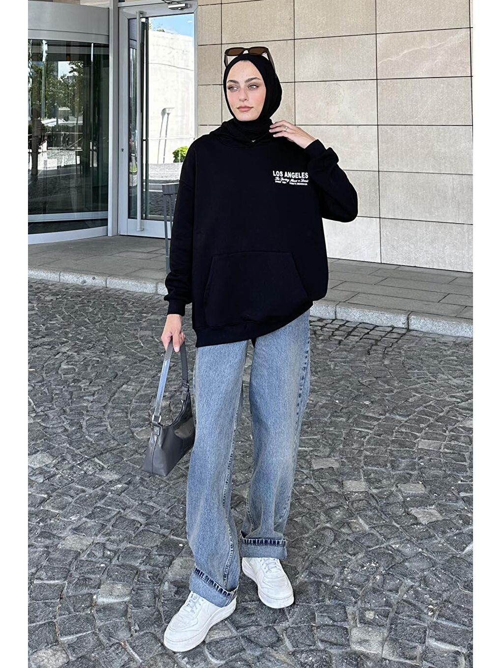 Los Angeles Baskı Detaylı  Sweat Siyah