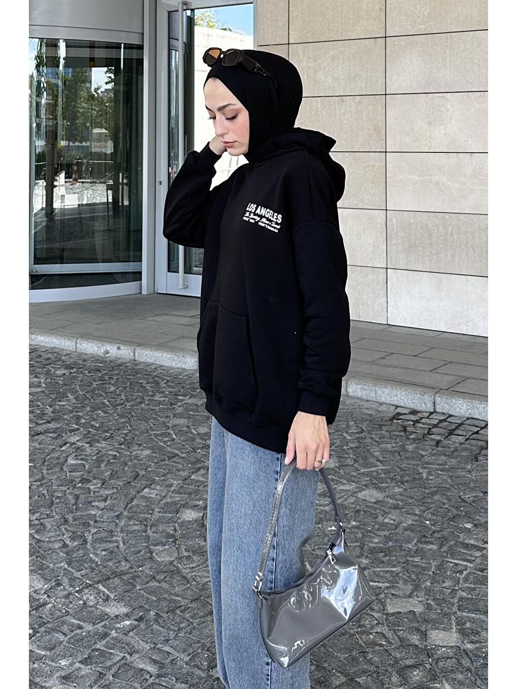 Los Angeles Baskı Detaylı  Sweat Siyah-1