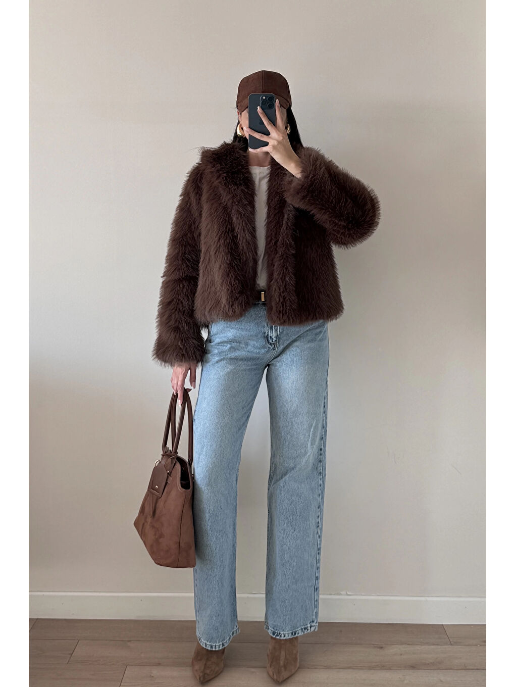 Kahverengi Kadın Kahve Astarlı Kürk 1773-3