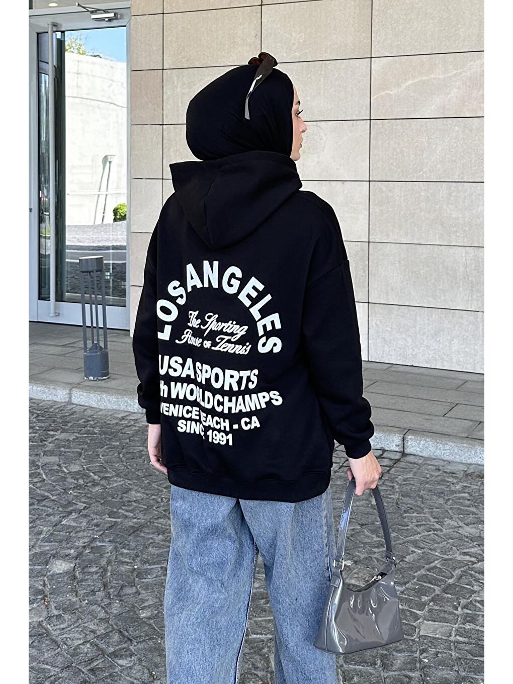 Los Angeles Baskı Detaylı  Sweat Siyah-3