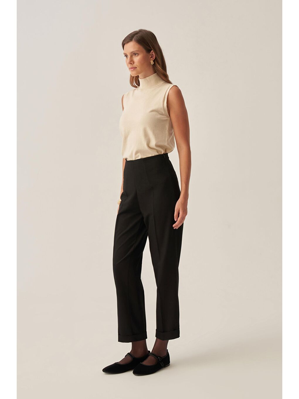 Siyah-Bilek Boy Double Paça İnterlok Pantolon-1