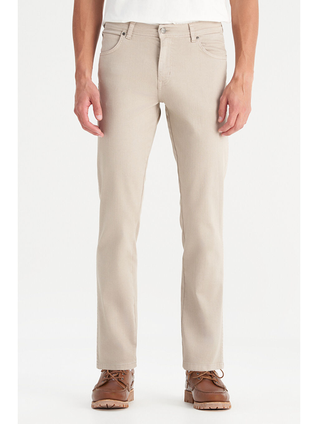 Texas Authentic Slim Fit Dar Kesim Normal Bel Bej Esnek Pantolon-1