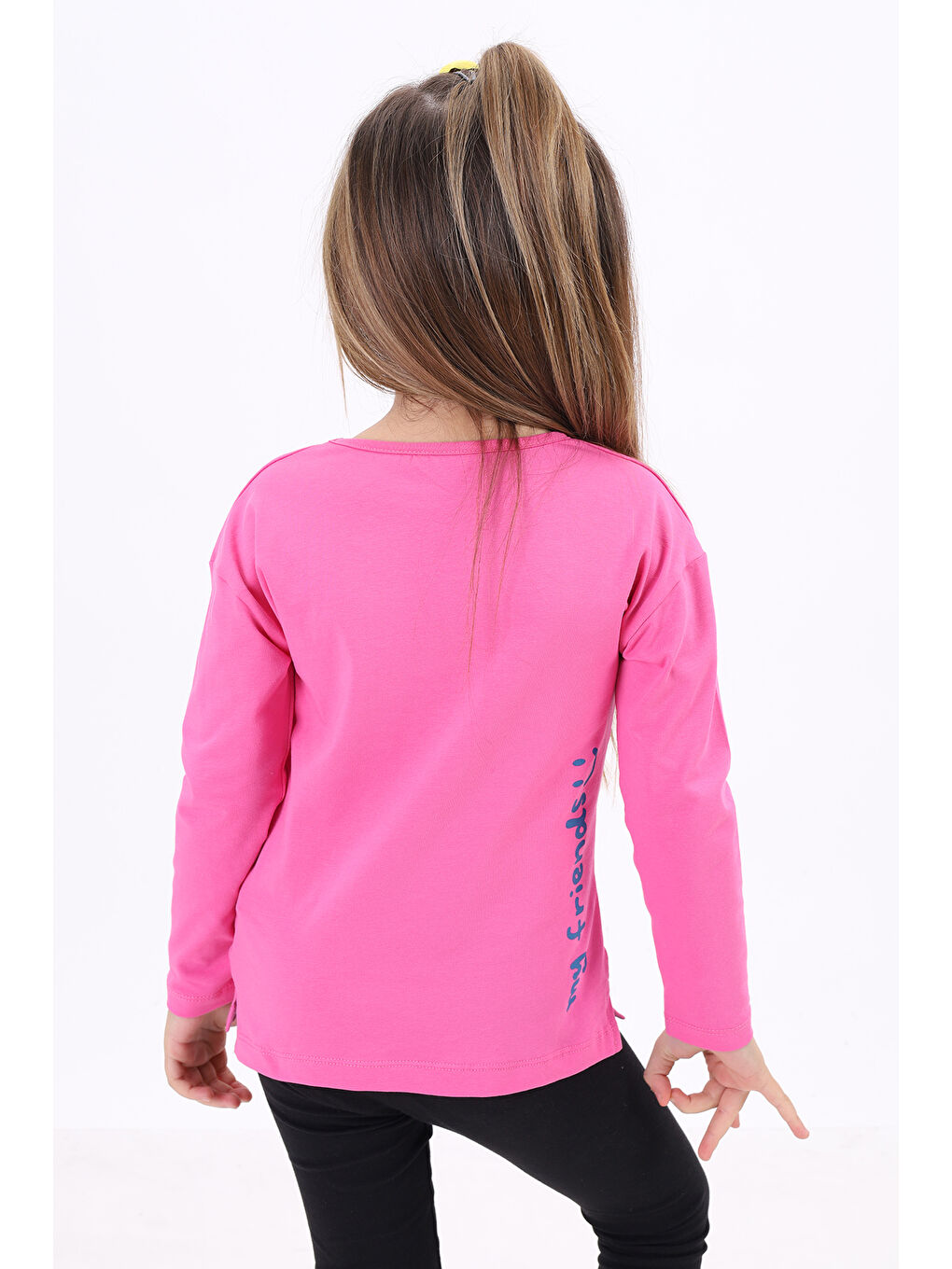 Fuşya Kız Çocuk Baskılı Tişört-2