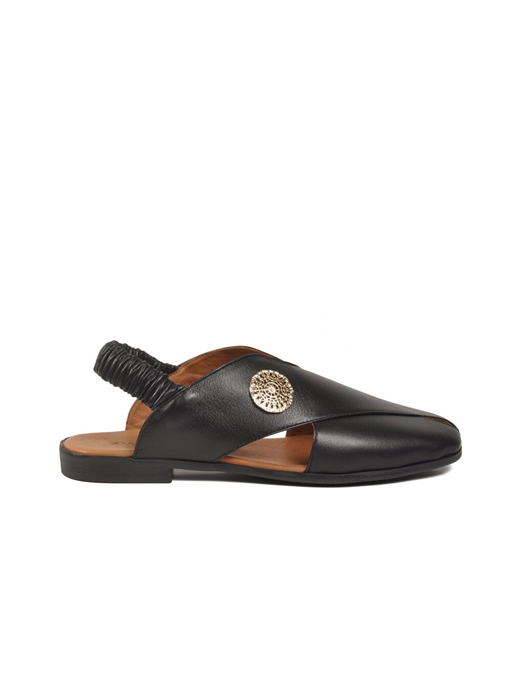 Siyah Hakiki Deri Kadın Sandalet 604 Z-1