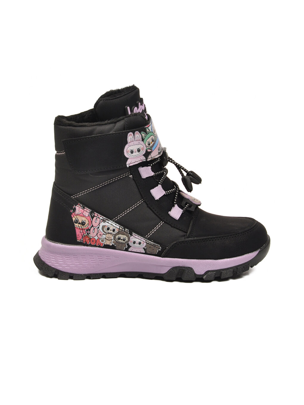 Siyah İçi Kürklü Soğağa Dirençli Kaymaz Kız Çocuk Bot 999 F-1