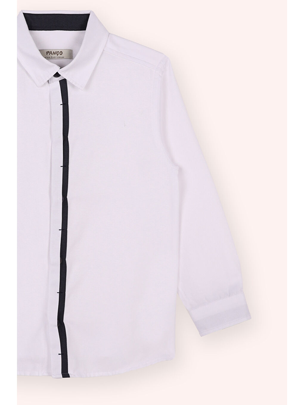 Erkek Çocuk Patı Bant Detaylı Gömlek Beyaz-1