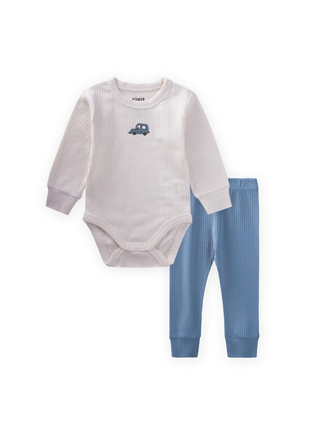 Araba Nakışli Zıbın Takım 0-3 Yaş Kırık Beyaz