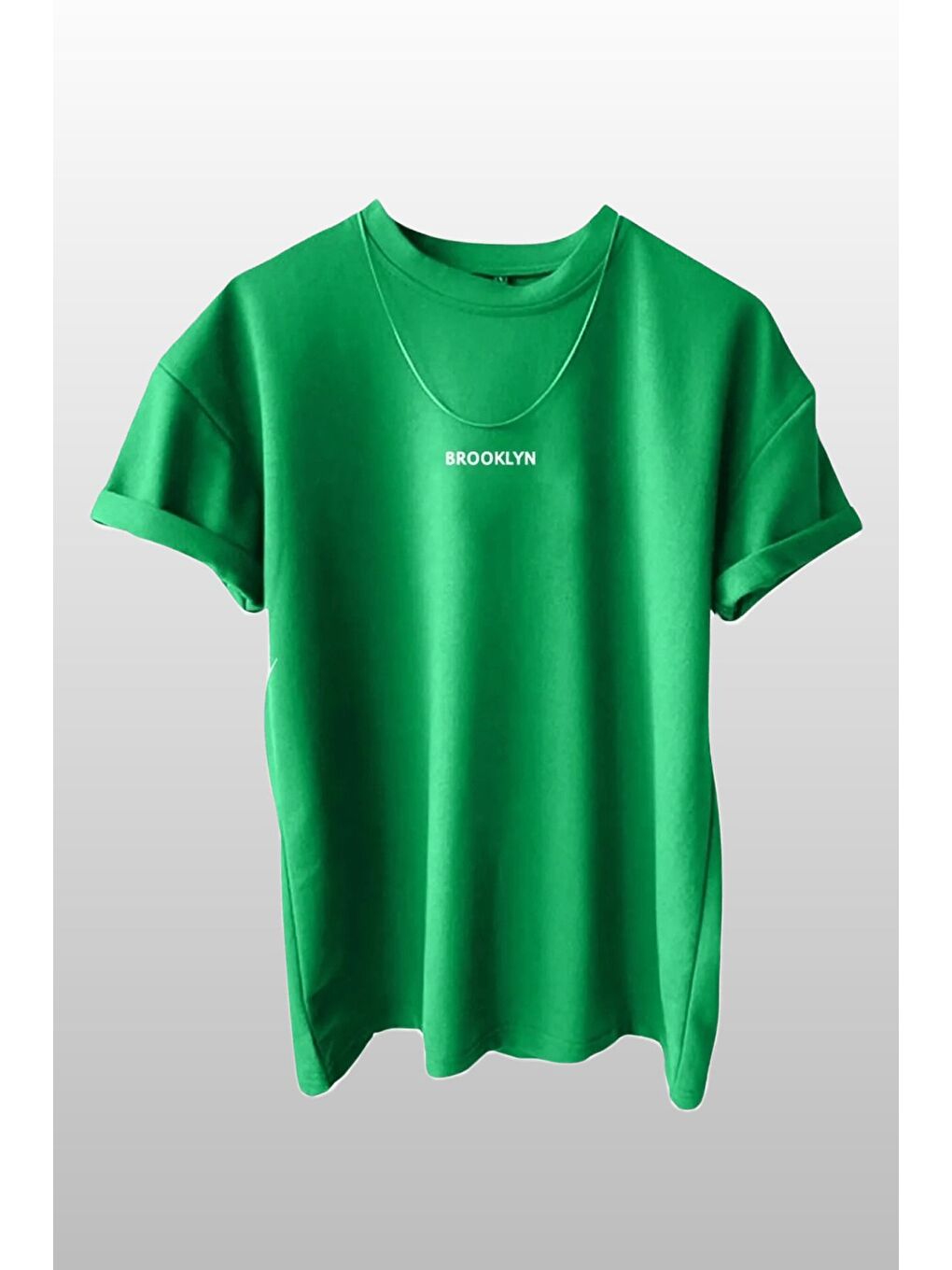 Kadın Brooklyn Baskılı 3lü Paket Kırmızı Yeşil Mor T Shirt-2