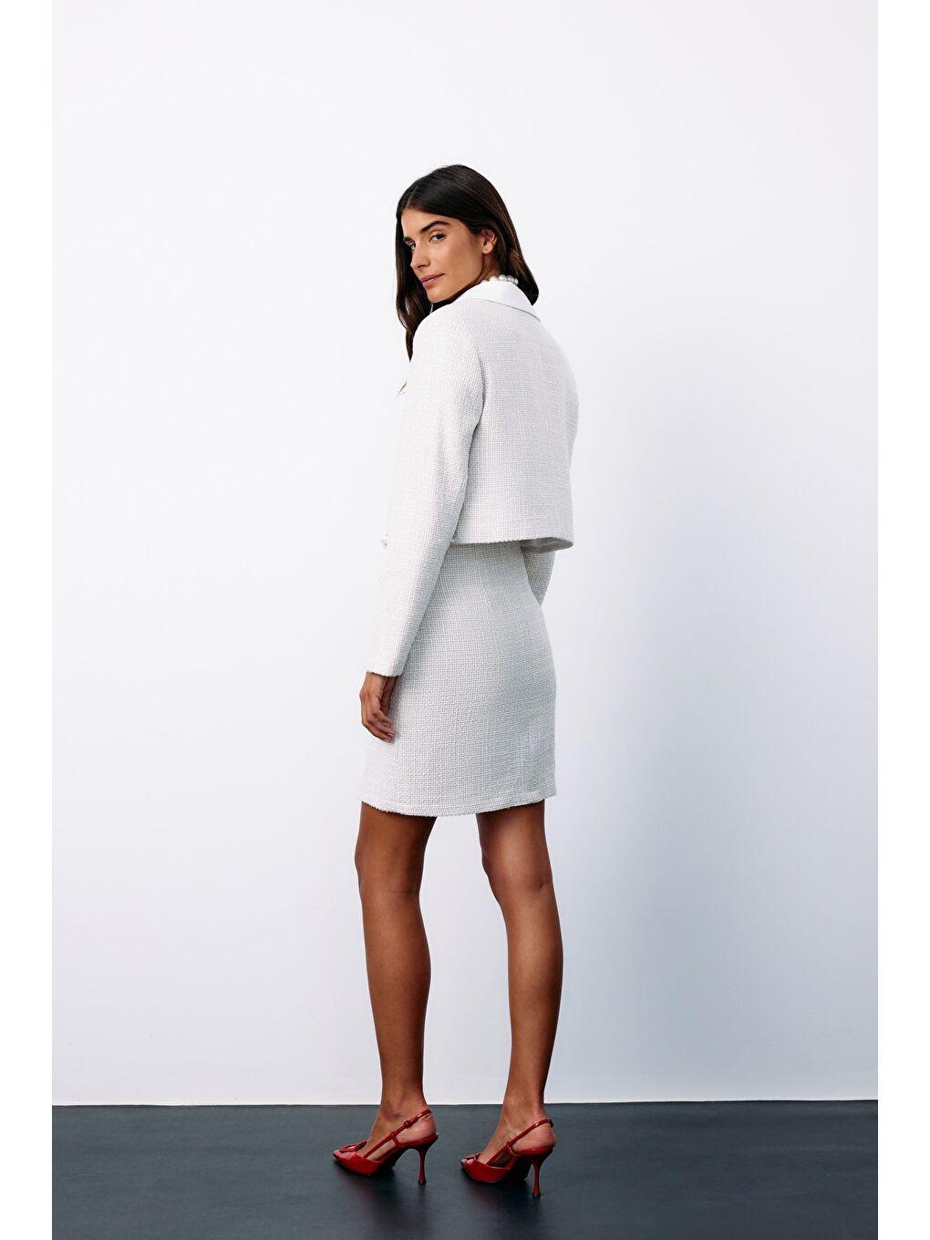 Bej Aksesuar Detaylı Tüvit Ceket - Taş-1