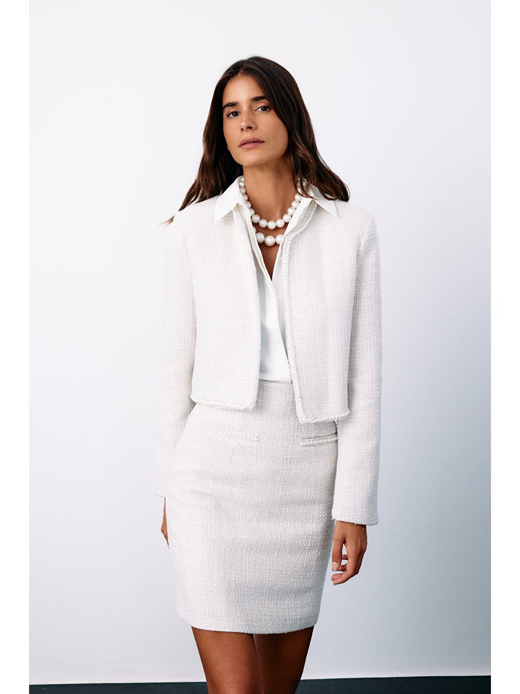 Bej Aksesuar Detaylı Tüvit Ceket - Taş-3