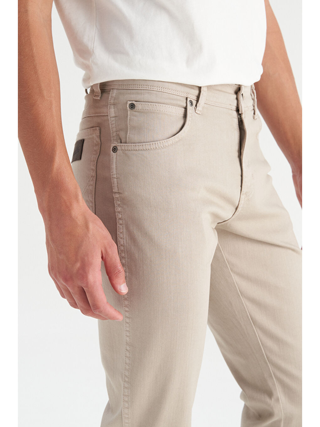 Texas Authentic Slim Fit Dar Kesim Normal Bel Bej Esnek Pantolon-3