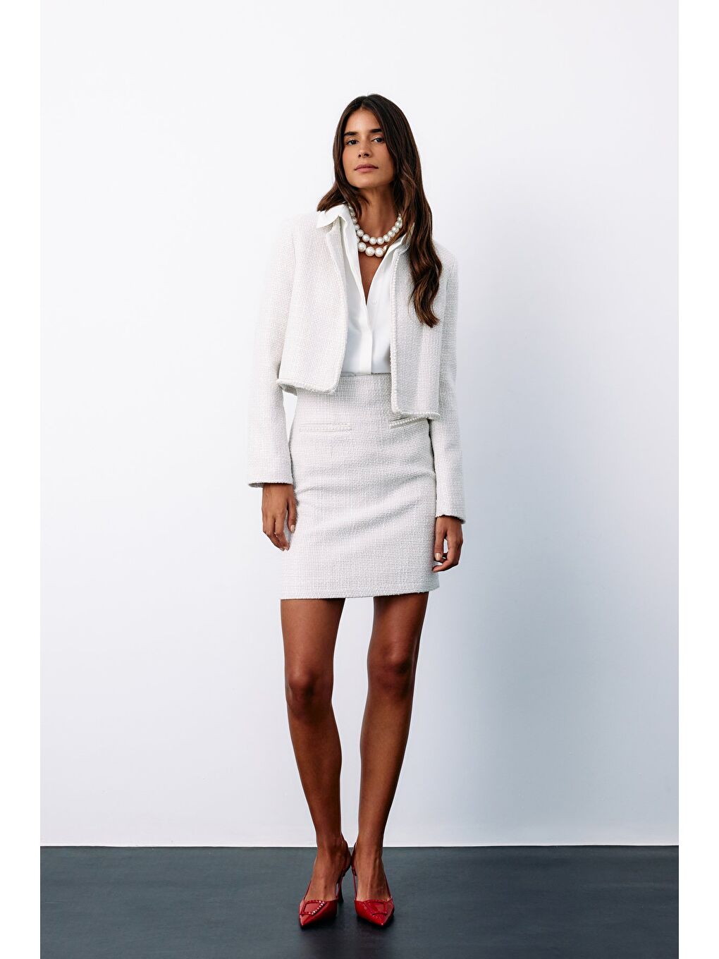 Bej Aksesuar Detaylı Tüvit Ceket - Taş-4