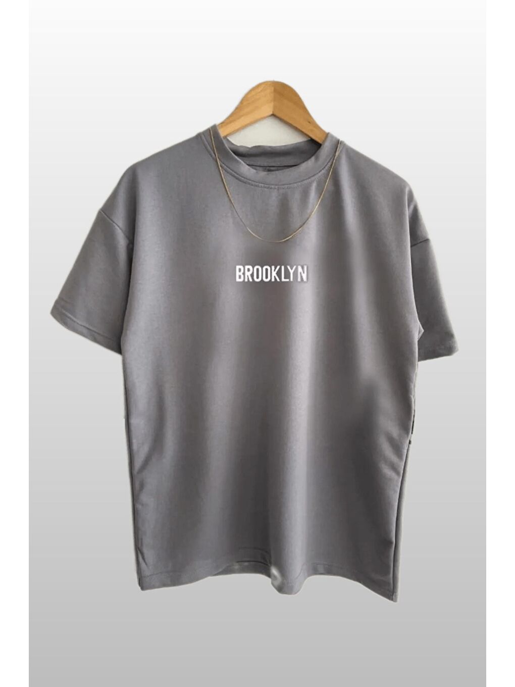 Kadın Brooklyn Baskılı 3lü Paket Siyah Beyaz Gri T Shirt-2