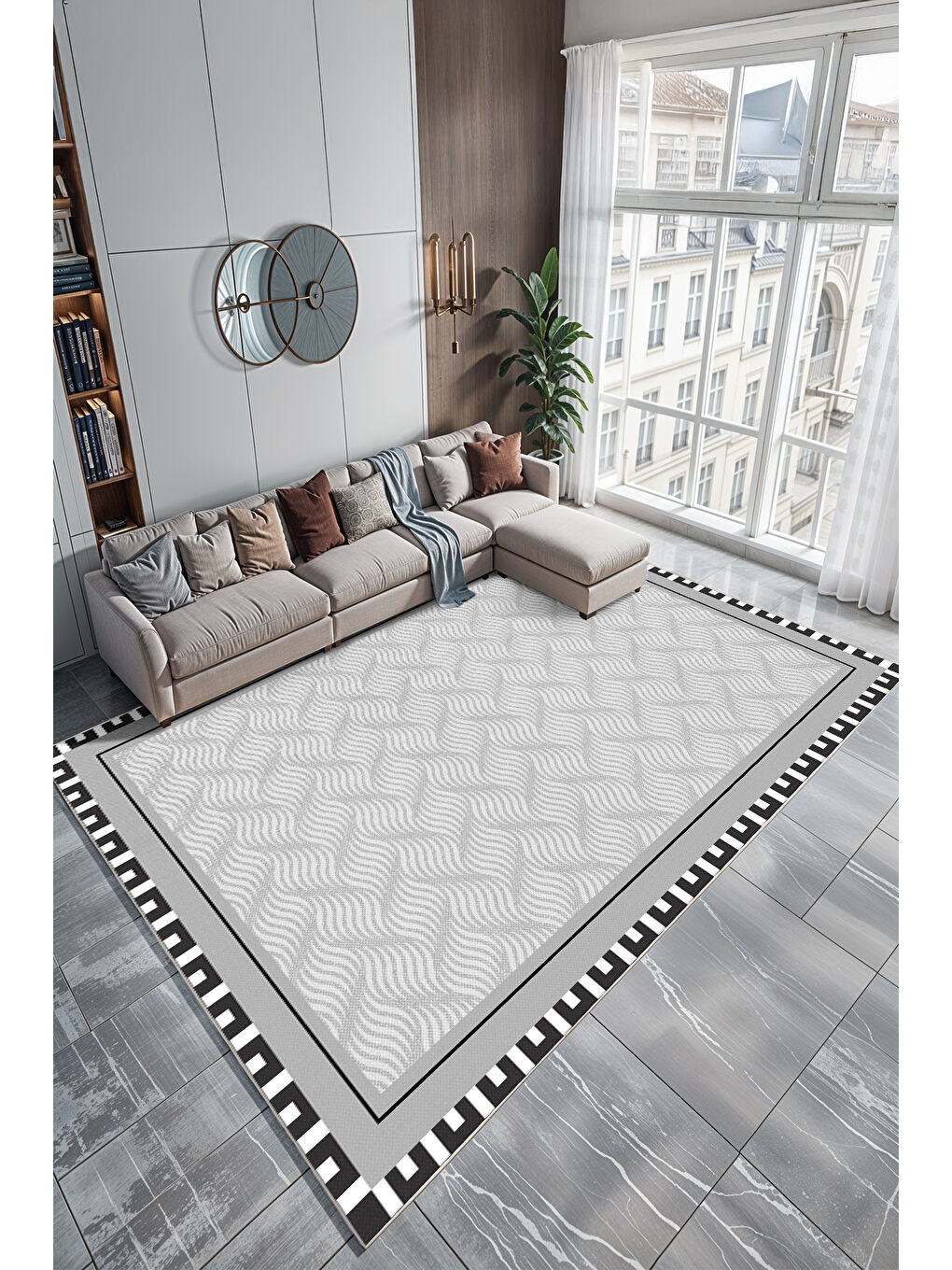 Gri Dekoratif Soft Modern Kaymaz Yıkanabilir Salon Halısı Mutfak Halısı Koridor Halısı Yolluk-3