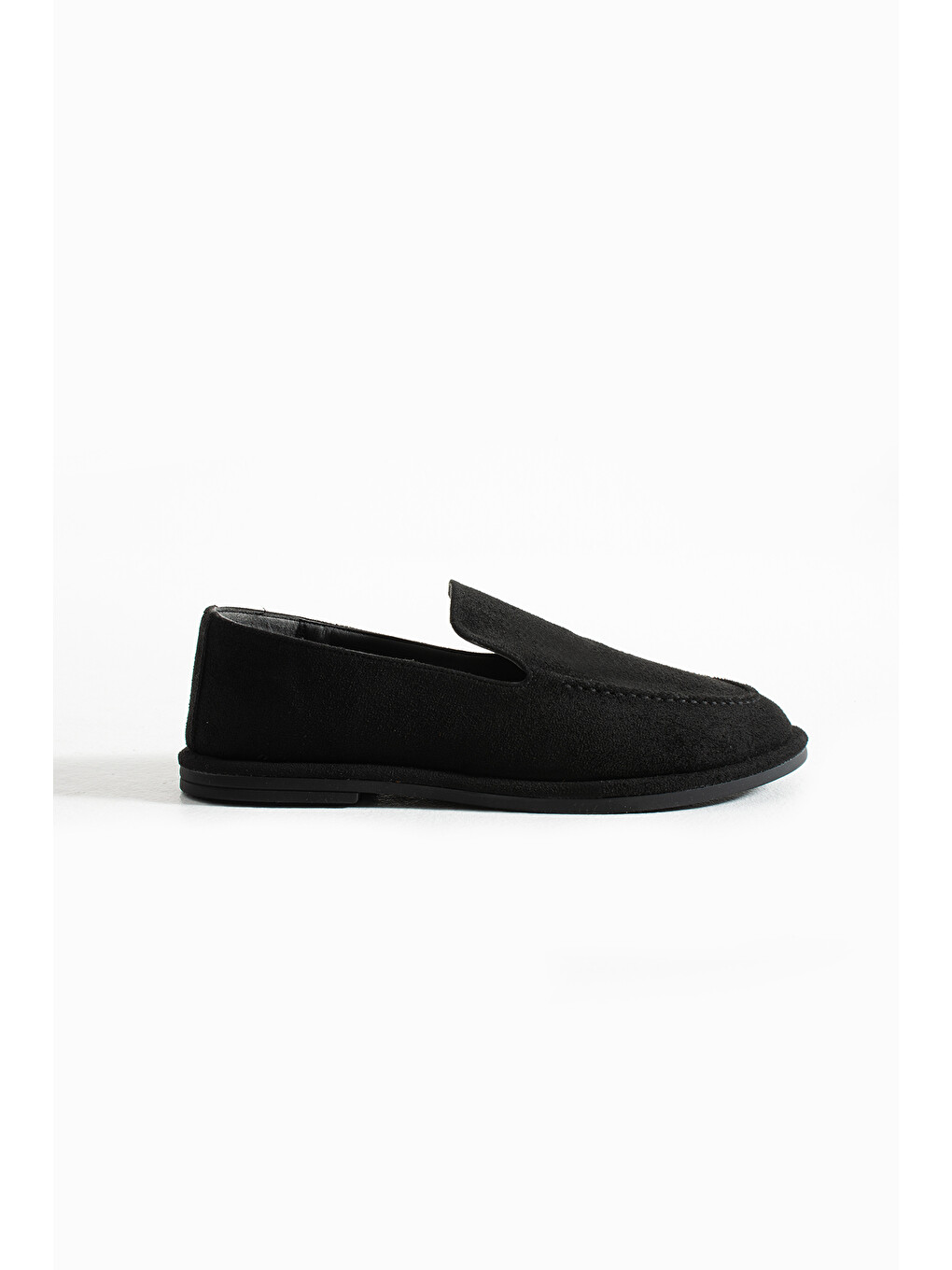 Siyah Konforlu Kadın Süet Mokasen Ayakkabı Loafer-1