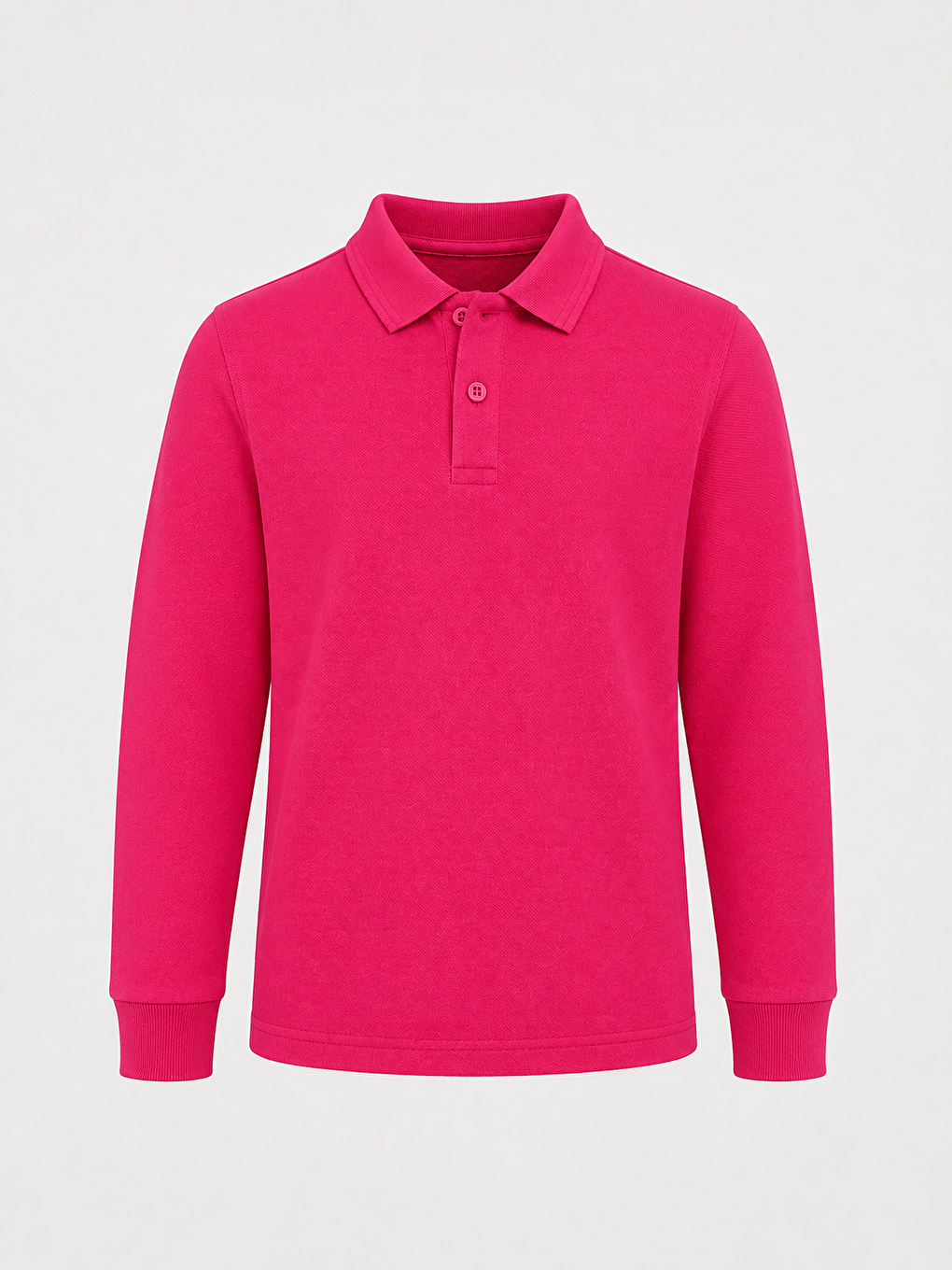 Fuşya Kids Polo Yaka Basic Uzun Kollu Unisex Kız Çocuk Tişört-2