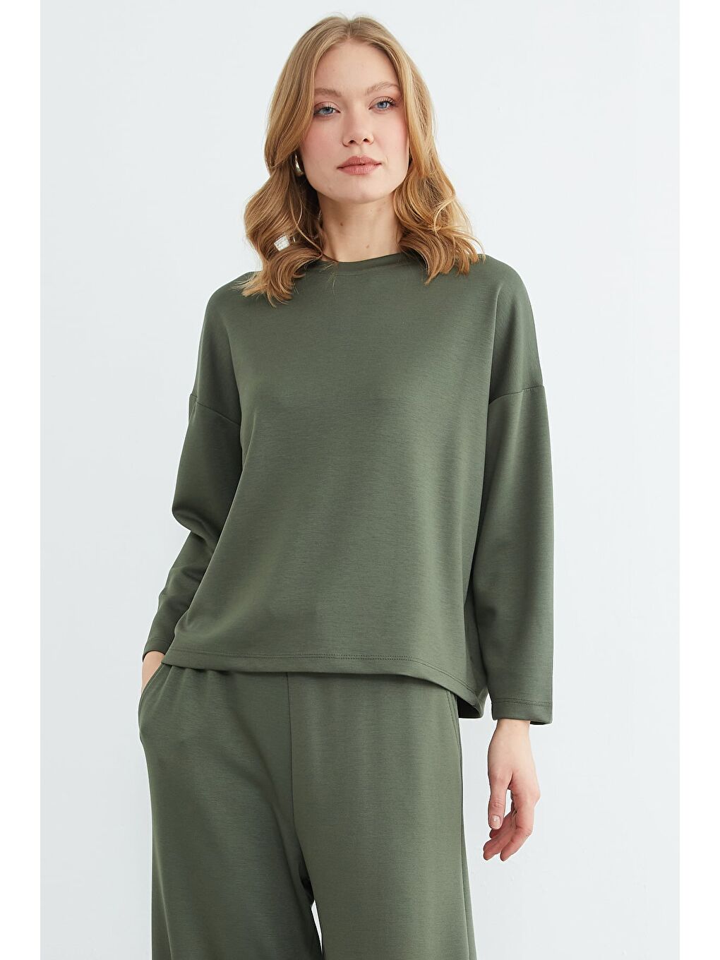 Haki Basic Uzun Kollu Modal 2 Li Takım-1